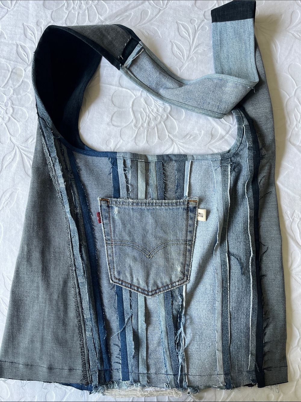 Denim Patchwork Hobo Bag fully reversible
